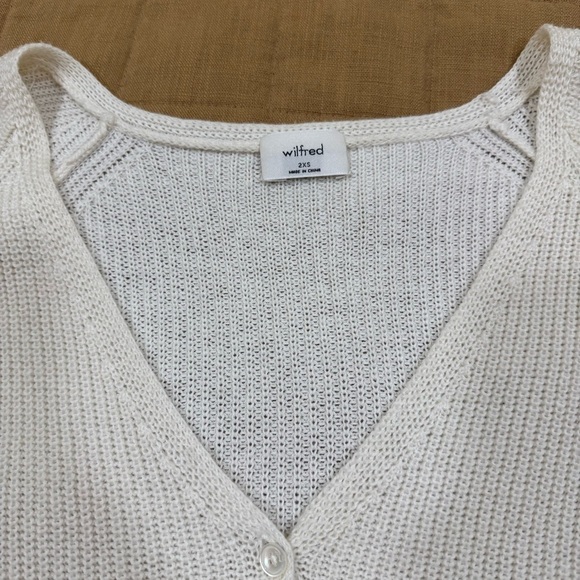 Aritzia Wilfred Wool Cotton White Cardigan #79024 Size 2XS Runs Big 
Oversized - Picture 2 of 8